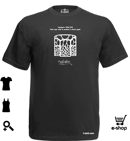 modelo porta pedrera que construyó Antoni Gaudí de la colección t-arck camisetas y arquitectura.